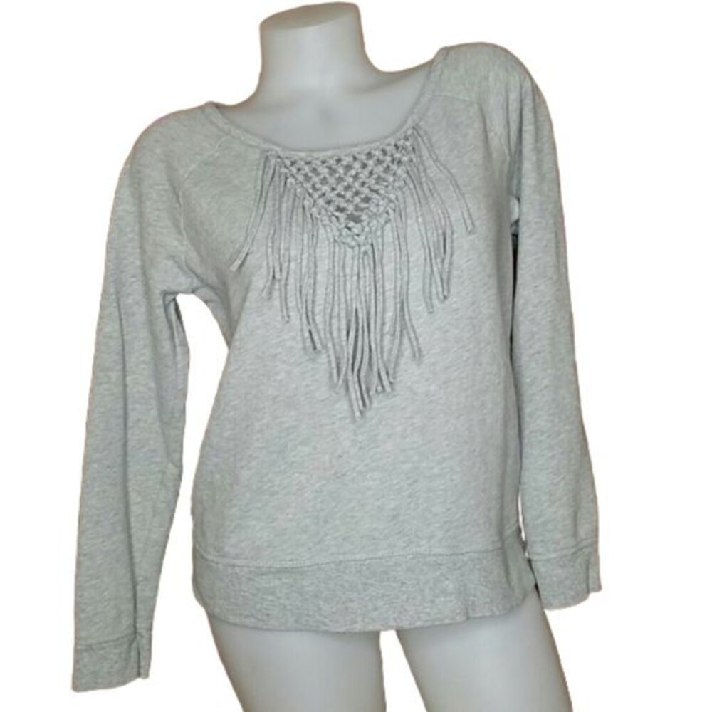 American Eagle Gray Sweatshirt Tassel Neckline M